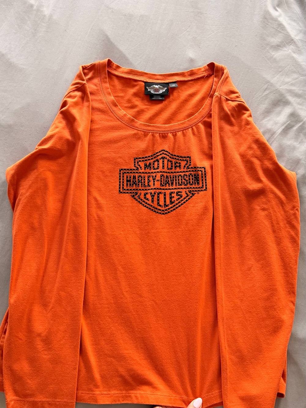 Harley-Davidson Women's Bright Orange Long Sleeve Logo Top